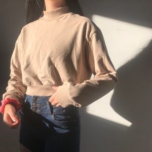 Cropped mock neck sweater